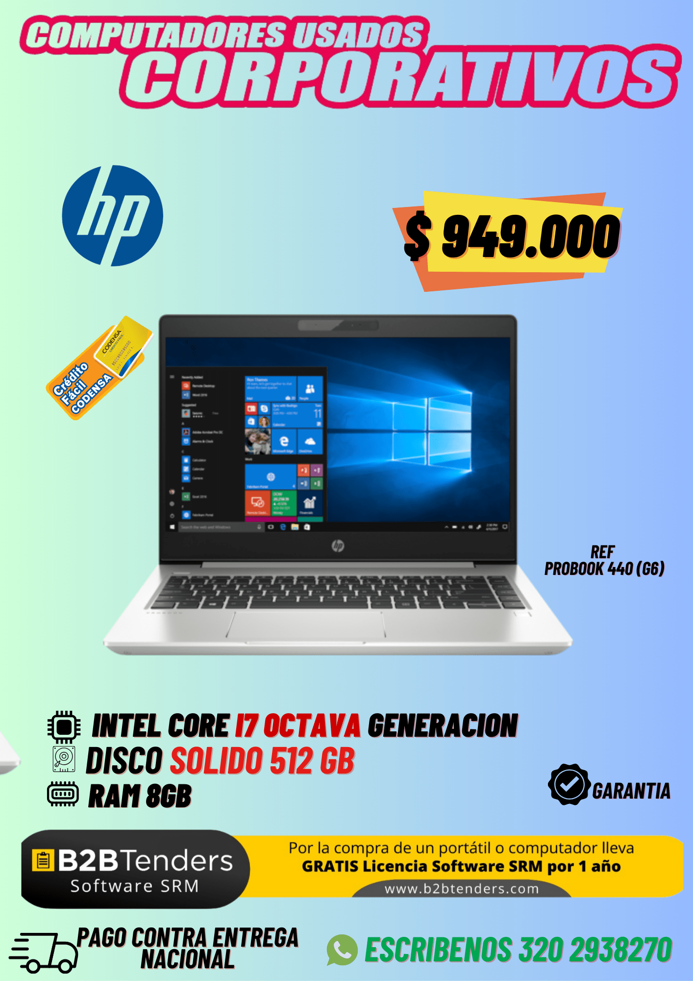 HP ProBook 440 G6 i7 8ª Gen – 8GB RAM + 512GB SSD | Precio Colombia